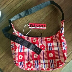 Baggu x Sandy Liang Flower Market Plaid Medium Crescent